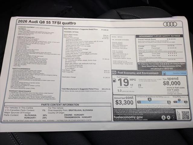2026 Audi Q8 Premium Plus 55 TFSI quattro Tiptronic