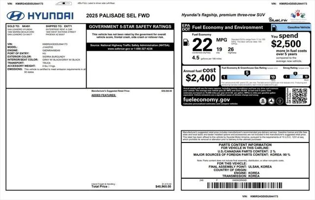 2025 Hyundai Palisade SEL for sale in Lancaster, CA