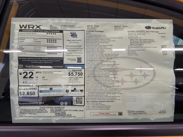 2026 Subaru WRX Series.Yellow