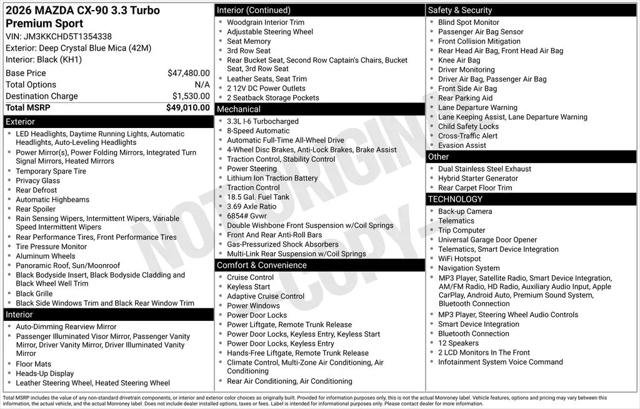 2026 Mazda X-90 3.3 Turbo Premium Sport