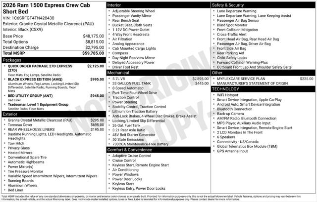 2026 Ram 1500 Express Crew Cab 4x4 57 Box