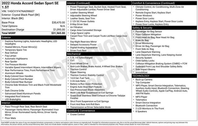 2022 Honda Accord Sport Special Edition for sale in McKinney, TX