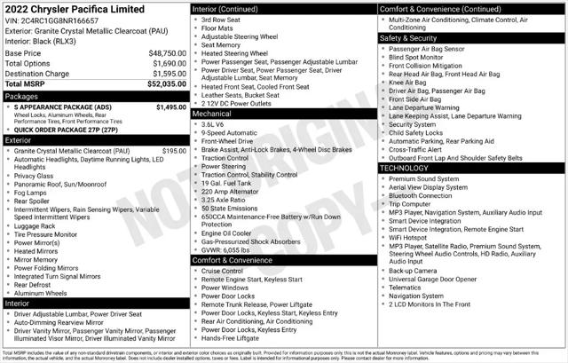 2022 Chrysler Pacifica Limited