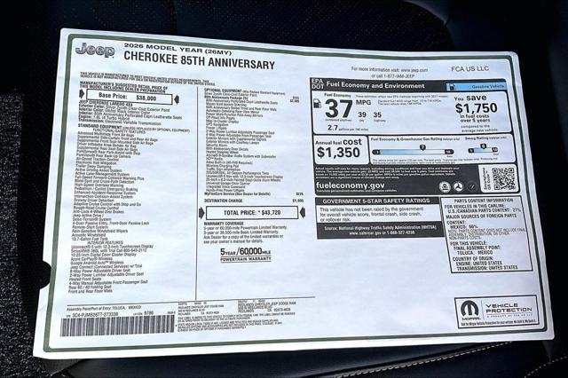2026 Jeep Cherokee 85th Anniversary 4x4