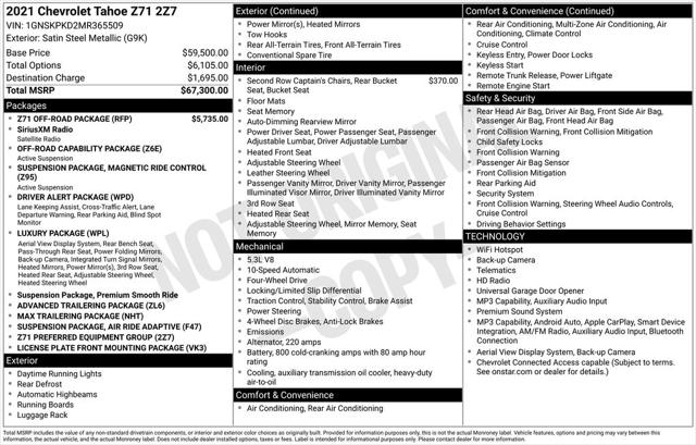 Used 2021 Chevrolet Tahoe Z71 For Sale in Muscle Shoals, AL