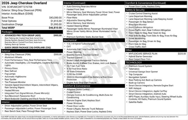 2026 Jeep Cherokee Overland 4x4