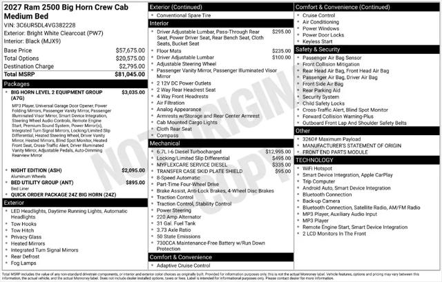 2027 Ram 2500 Big Horn