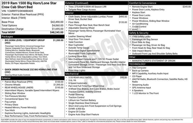 2019 Ram 1500 Big Horn/Lone Star Crew Cab 4x4 57 Box