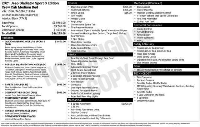2021 Jeep Gladiator Sport S 4x4 2021 Jeep Gladiator Sport S 4x4