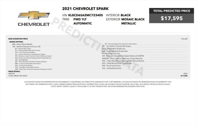 2021 Chevrolet Spark FWD 1LT Automatic