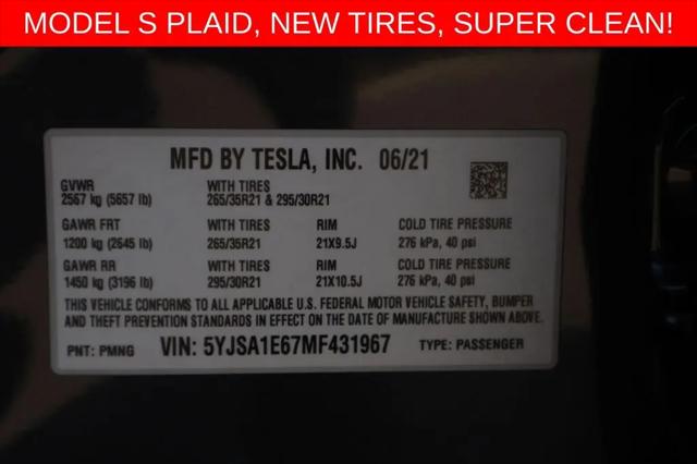2021 Tesla Model S Plaid Tri Motor All-Wheel Drive