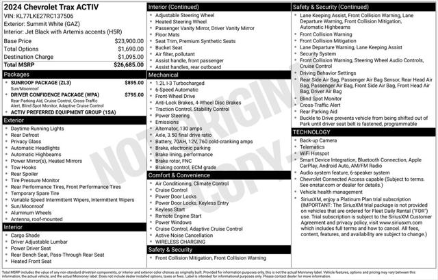 Used 2024 Chevrolet Trax FWD ACTIV For Sale in Muscle Shoals, AL