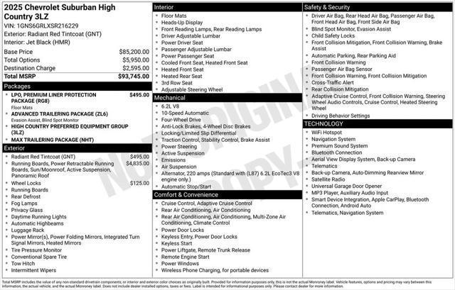 2025 Chevrolet Suburban 4WD High Country 2025 Chevrolet Suburban 4WD High Country