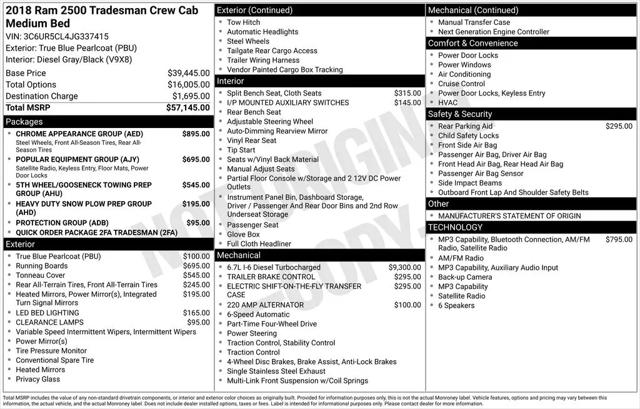 2018 Ram 2500 Tradesman Crew Cab 4x4 64 Box