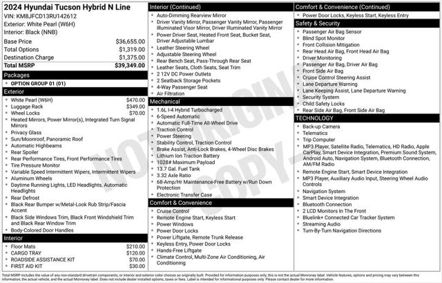 2024 Hyundai Tucson Hybrid N Line 2024 Hyundai Tucson Hybrid N Line