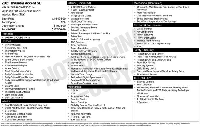 2021 Hyundai Accent SE 2021 Hyundai Accent SE
