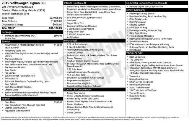 2019 Volkswagen Tiguan 2.0T SEL 2019 Volkswagen Tiguan 2.0T SEL