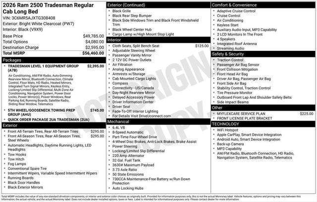 2026 RAM Ram 2500 RAM 2500 TRADESMAN REGULAR CAB 4X4 8 BOX
