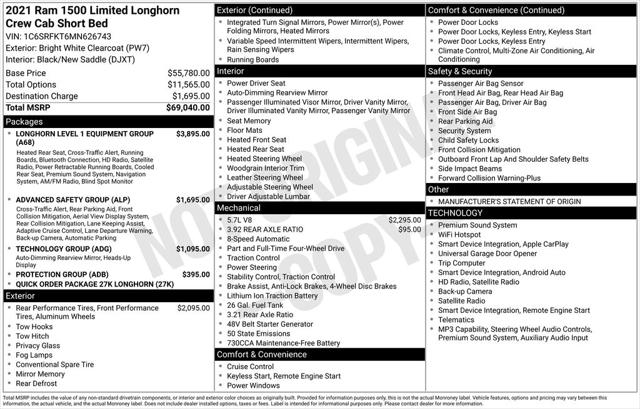 2021 Ram 1500 Limited Longhorn Crew Cab 4x4 57 Box