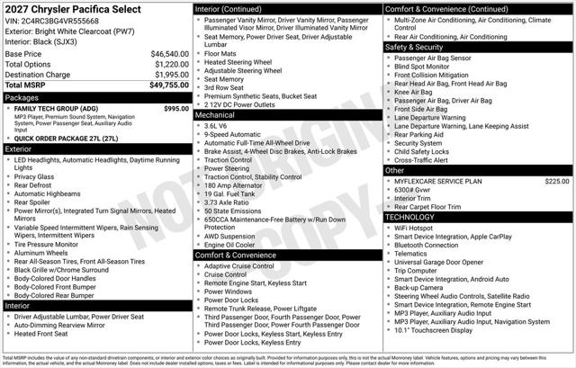 2027 Chrysler Pacifica Select for sale in Marshfield, WI