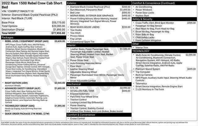 2022 Ram 1500 Rebel Crew Cab 4x4 5'7" Box