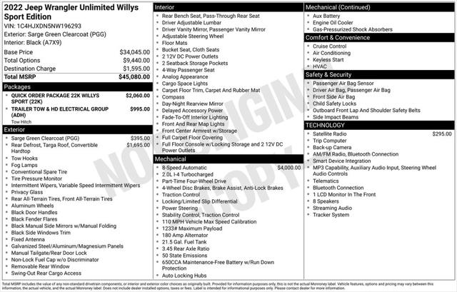 Used 2022 Jeep Wrangler Unlimited Willys Sport 4x4 For Sale in Muscle Shoals, AL