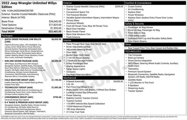 2022 Jeep Wrangler Unlimited Willys 4x4 2022 Jeep Wrangler Unlimited Willys 4x4
