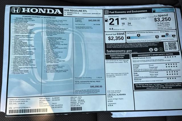 2026 Honda Ridgeline RTL