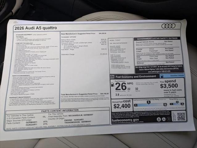 2026 Audi A5 Premium TFSI quattro S tronic