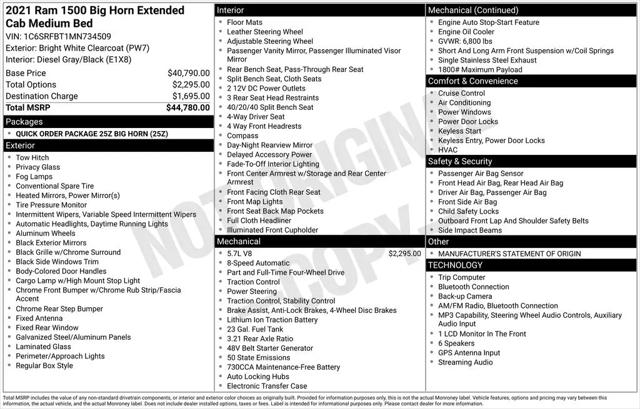 2021 Ram 1500 Big Horn Quad Cab 4x4 64 Box