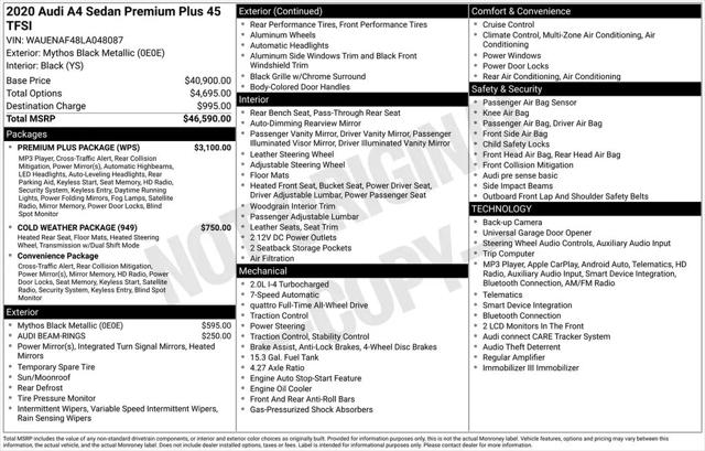 2020 Audi A4 Premium Plus 45 TFSI quattro S tronic for sale in Berlin, NJ
