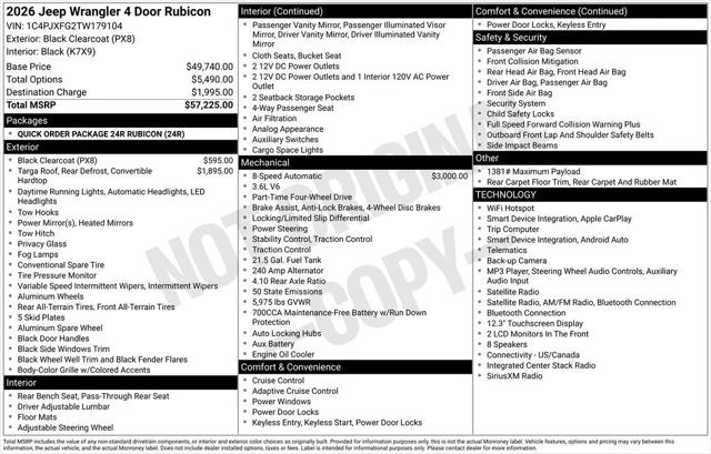 2026 Jeep Wrangler 4-Door Rubicon 4x4 2026 Jeep Wrangler 4-Door Rubicon 4x4