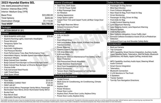 2023 Hyundai Elantra SEL for sale in Cincinnati, OH
