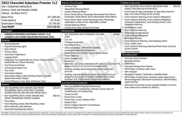 2022 Chevrolet Suburban 4WD Premier 2022 Chevrolet Suburban 4WD Premier