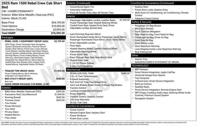 2025 Ram 1500 Rebel Crew Cab 4x4 5'7" Box