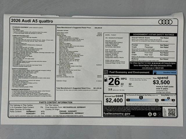 2026 Audi A5 Prestige TFSI quattro S tronic