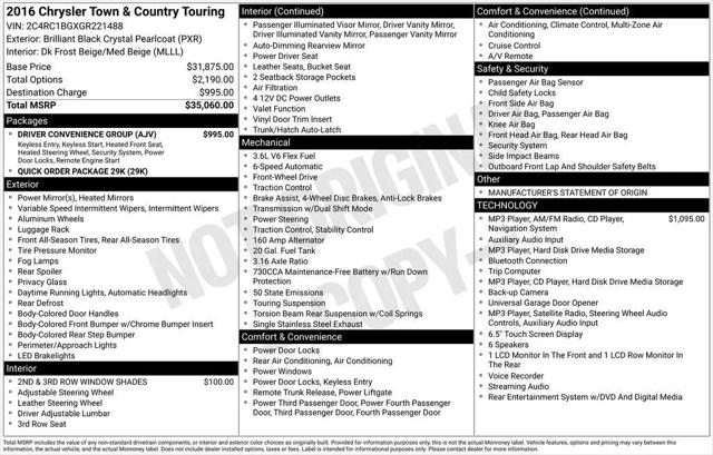 2016 Chrysler Town & Country Touring for sale in Somersworth, NH