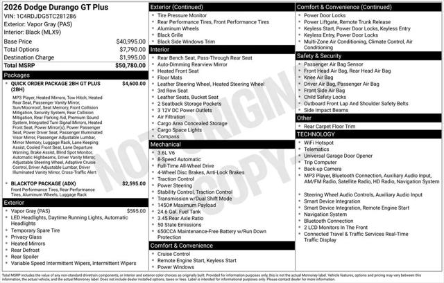 2026 Dodge Durango GT Plus AWD