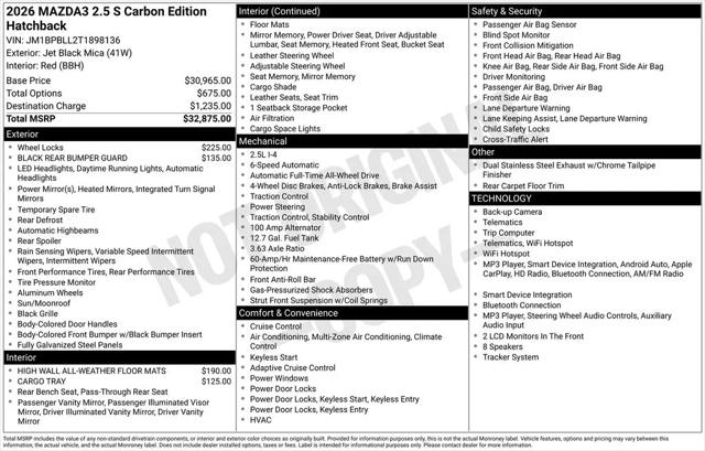 2026 Mazda Mazda3 2.5 S Carbon Edition