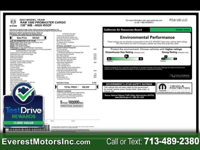 2023 Ram ProMaster Cargo Van High Roof 136 WB for sale in Houston, TX