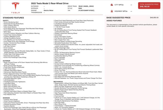 2022 Tesla Model 3 Rear-Wheel Drive