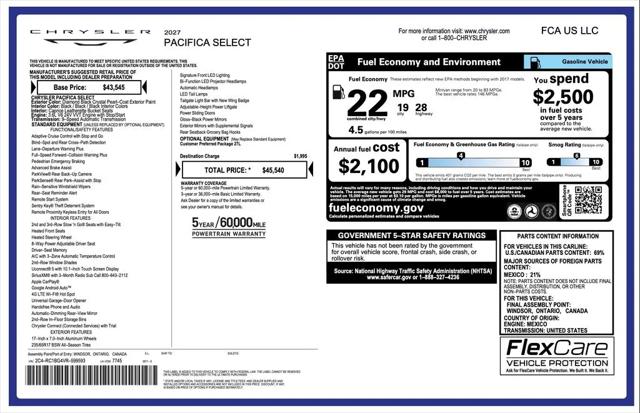 2027 Chrysler Pacifica Select