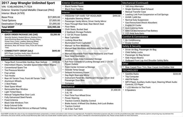 2017 Jeep Wrangler Unlimited Sport 4x4 2017 Jeep Wrangler Unlimited Sport 4x4