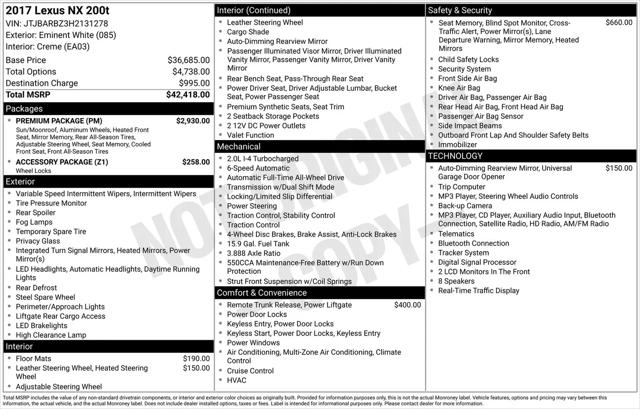 2017 Lexus NX 200t NX Turbo for sale in Schaumburg, IL