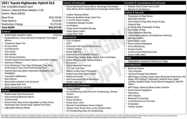 2021 Toyota Highlander Hybrid XLE