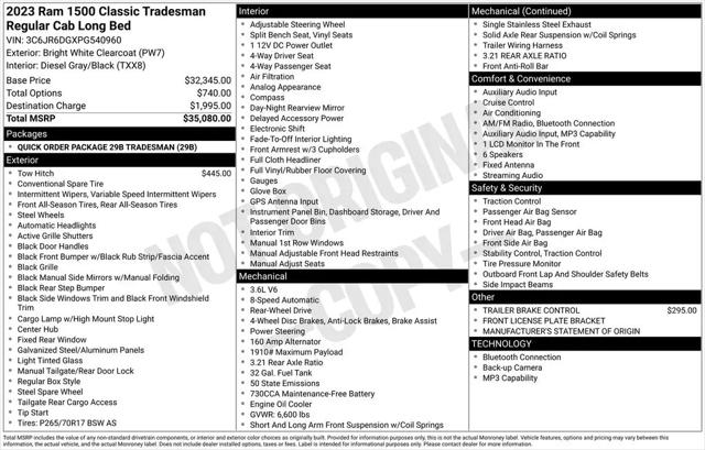 2023 Ram 1500 Classic Tradesman Regular Cab 4x2 8 Box
