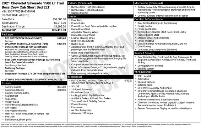 Used 2021 Chevrolet Silverado 1500 4WD Crew Cab Short Bed LT Trail Boss For Sale in Muscle Shoals, AL