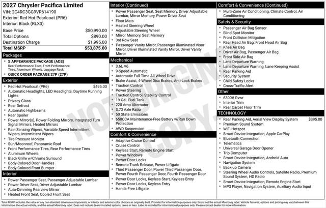 2027 Chrysler Pacifica PACIFICA LIMITED AWD 2027 Chrysler Pacifica PACIFICA LIMITED AWD