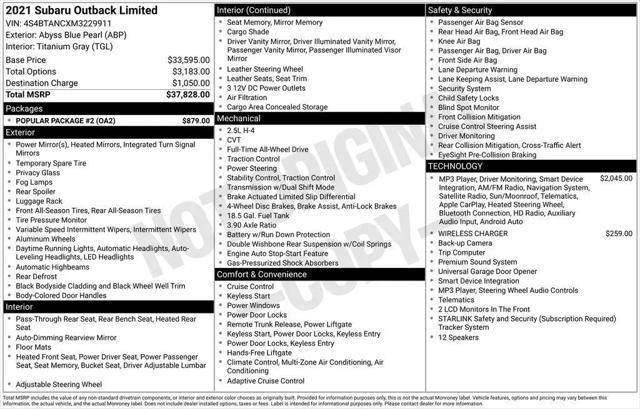 2021 Subaru Outback Limited for sale near Columbus, OH