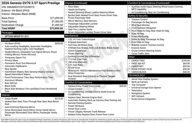 2026 Genesis GV70 3.5T Sport Prestige